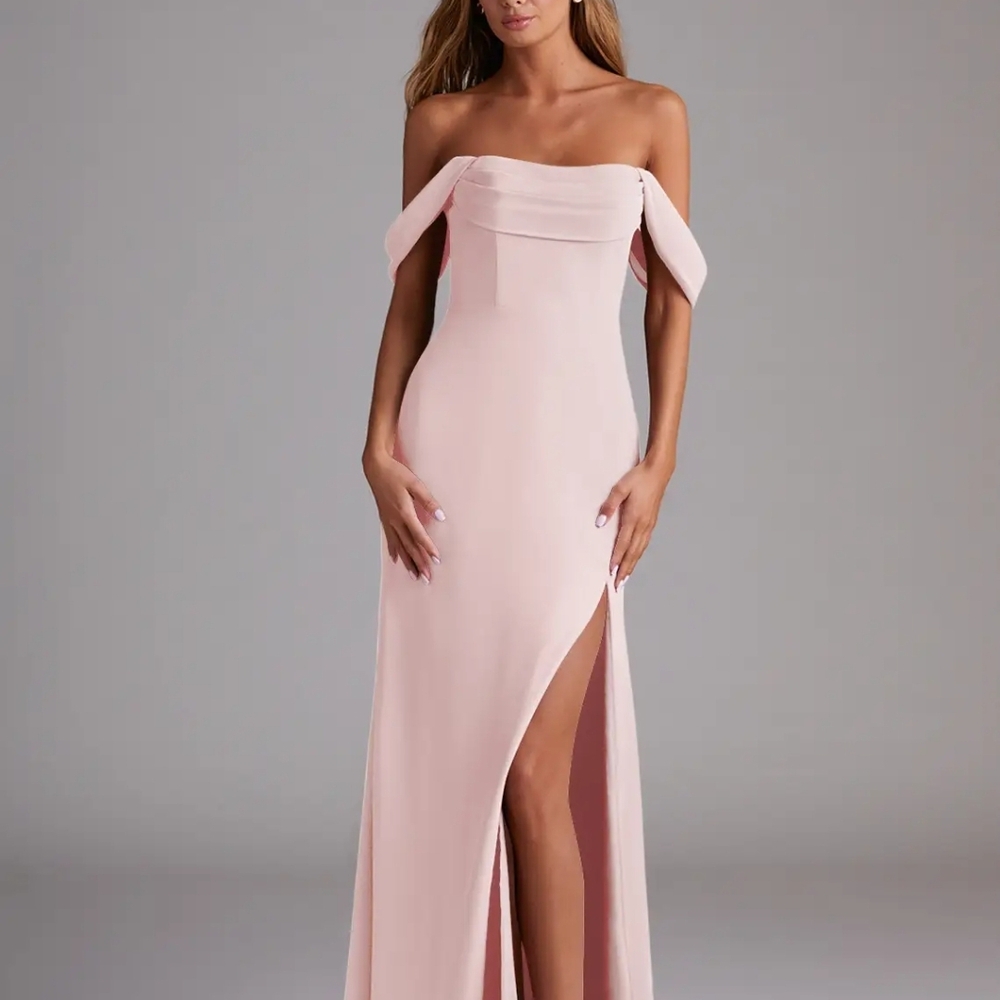 Azazie Strapless Pink Gown